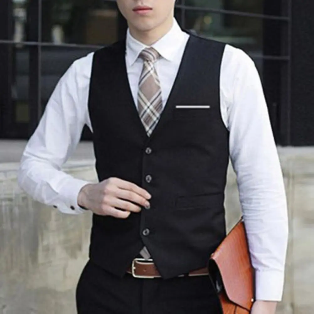 2025 Men Vest Single-breasted V Neck Formal Waistcoat Suit Vest Men Wedding Summer Beach One Piece Waistcoat V Neck Fashion Cost