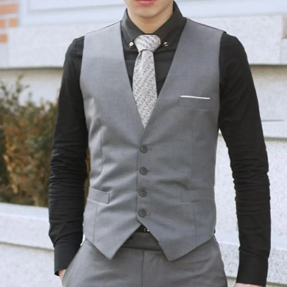 2025 Men Vest Single-breasted V Neck Formal Waistcoat Suit Vest Men Wedding Summer Beach One Piece Waistcoat V Neck Fashion Cost