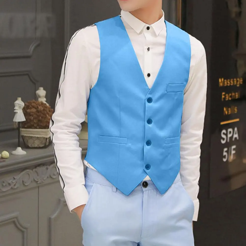 2025 Men Vest Single-breasted V Neck Formal Waistcoat Suit Vest Men Wedding Summer Beach One Piece Waistcoat V Neck Fashion Cost
