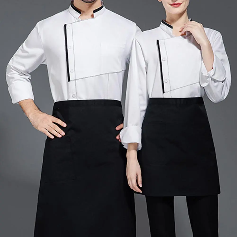 Chef Uniform Short Sleeve Stand Collar Unisex Chef Coat Stain-resistant Cook Kitchen Bakery Canteen Restaurant Waiter shirt