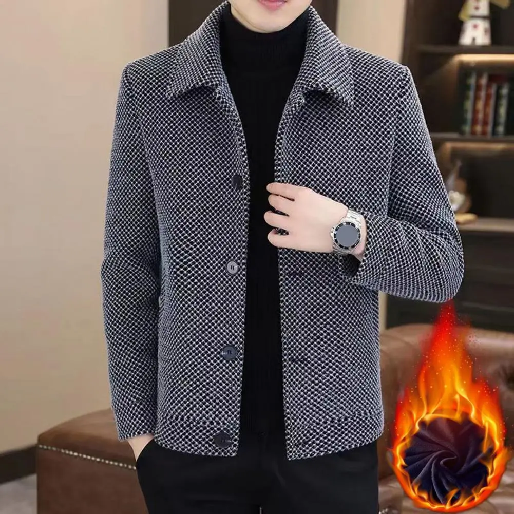 Thickened Plush Lining Men Jacket Coat Autumn Winter Fashion Men's Jacket Casual Short Coat Solid Velvet Plush Winter Jacket