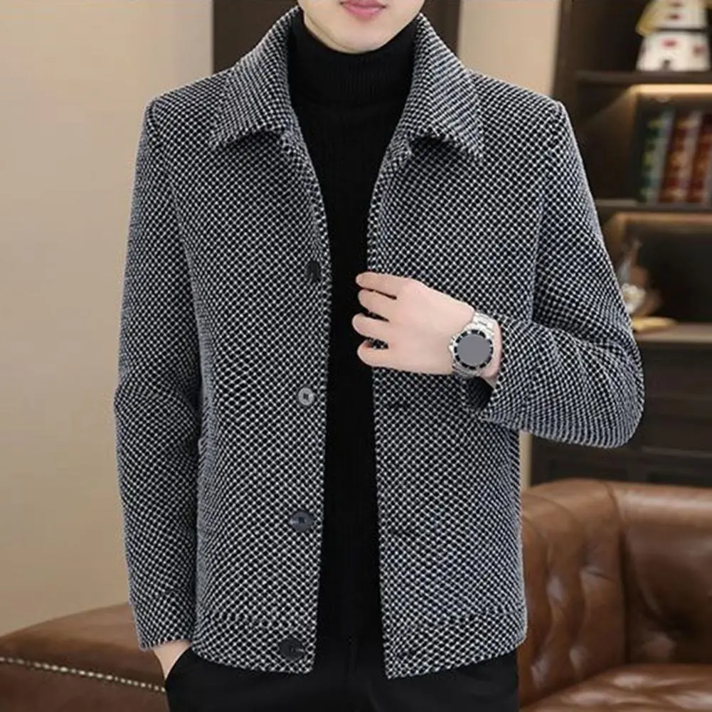 Thickened Plush Lining Men Jacket Coat Autumn Winter Fashion Men's Jacket Casual Short Coat Solid Velvet Plush Winter Jacket