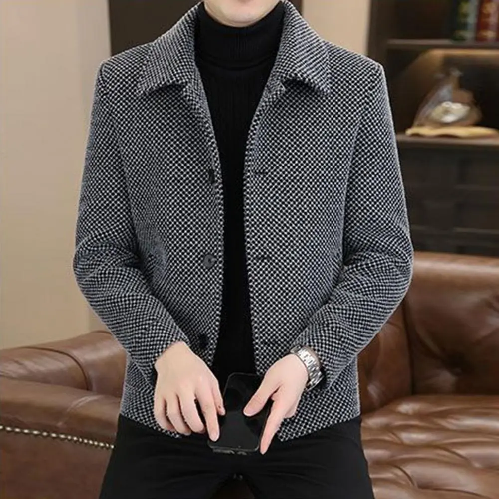 Thickened Plush Lining Men Jacket Coat Autumn Winter Fashion Men's Jacket Casual Short Coat Solid Velvet Plush Winter Jacket