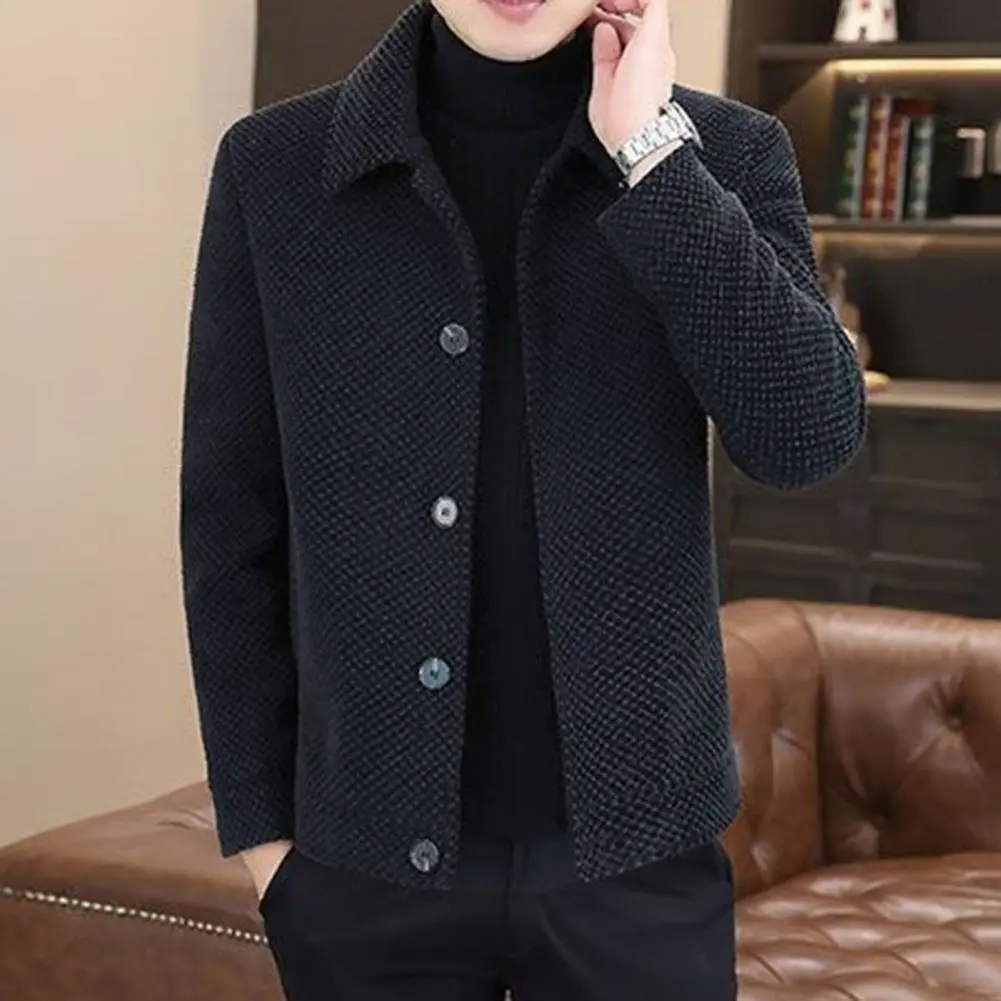 Thickened Plush Lining Men Jacket Coat Autumn Winter Fashion Men's Jacket Casual Short Coat Solid Velvet Plush Winter Jacket