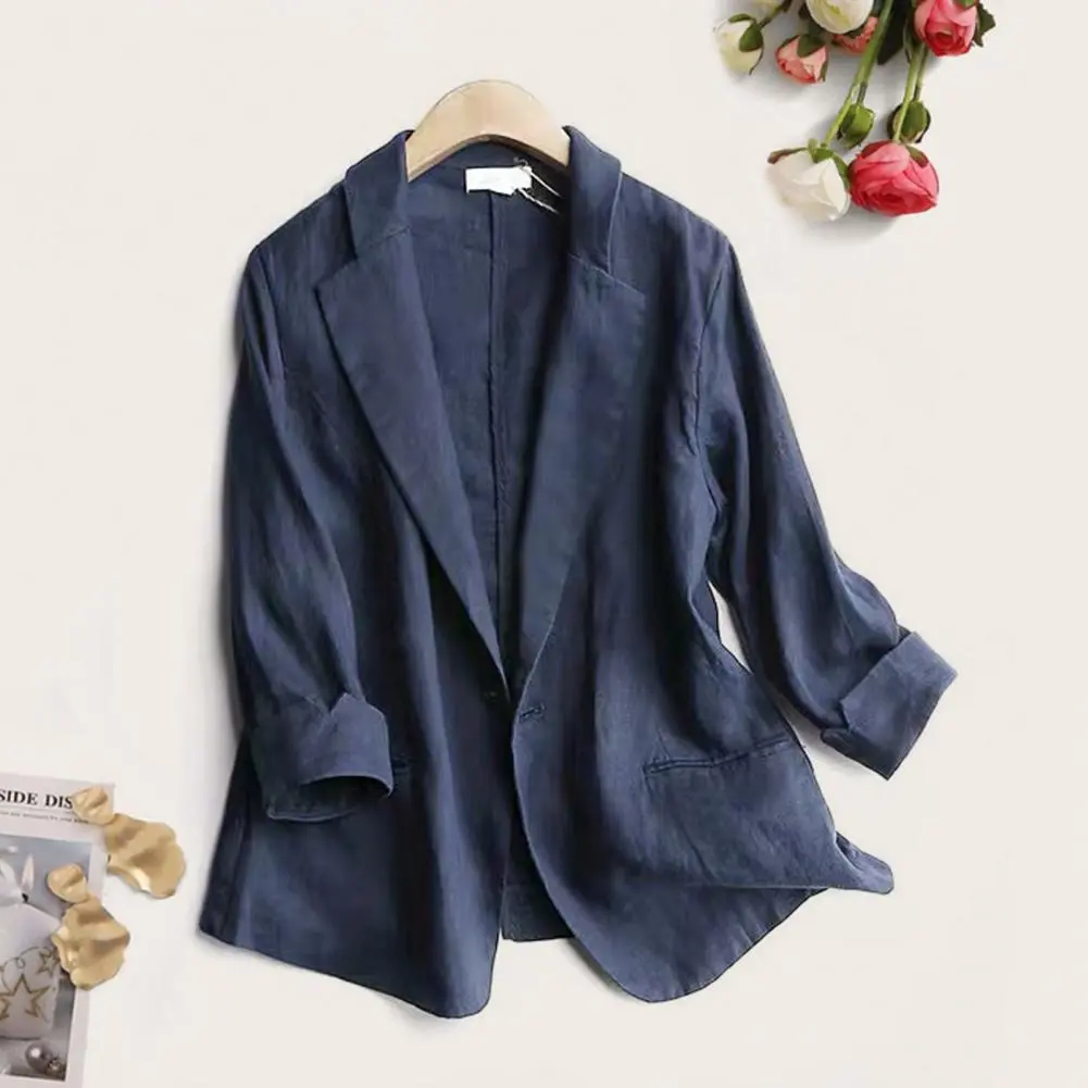 Women Suit Coat Korean Turn down Collar Long Sleeves Women Jacket Office Ladies Lapel Pockets Women Jackets