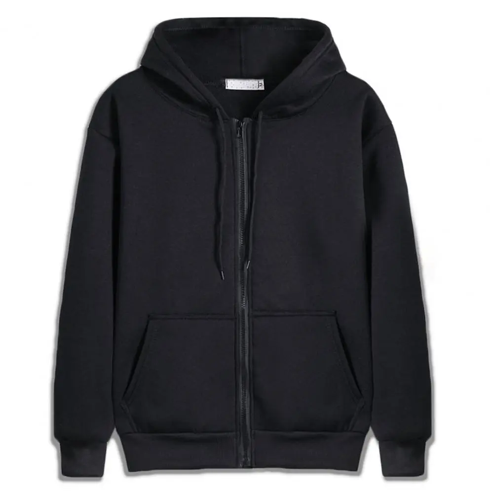 Harajuku Men Hoodie Thick Warm High Street Hoodie Men Retro Zip Up Long Sleeve Loose Jacket Coats Casual Men Outfit Sportswear