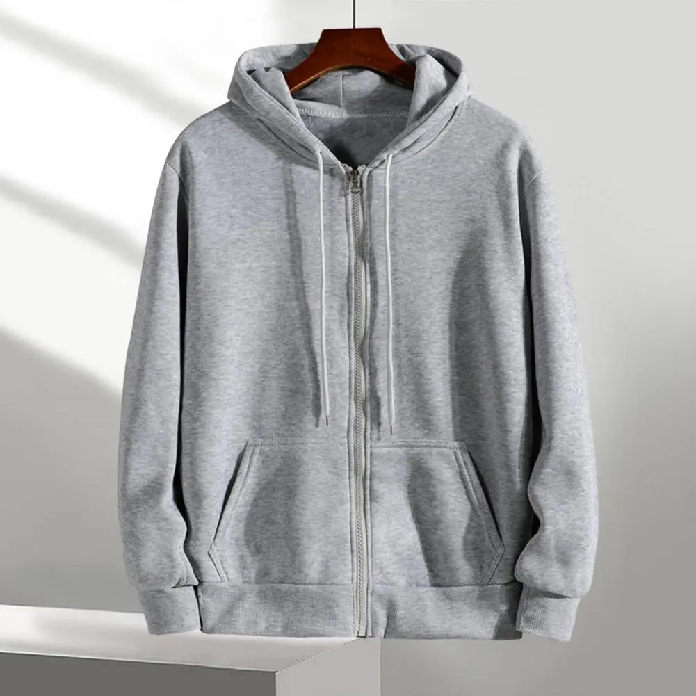 Plush Lining Men Sweatshirts Hoodies Thicken Solid Color Hoodie Male Pullover Men Hoodie 2023 Cardigan Jacket Autumn Hoodie Coat