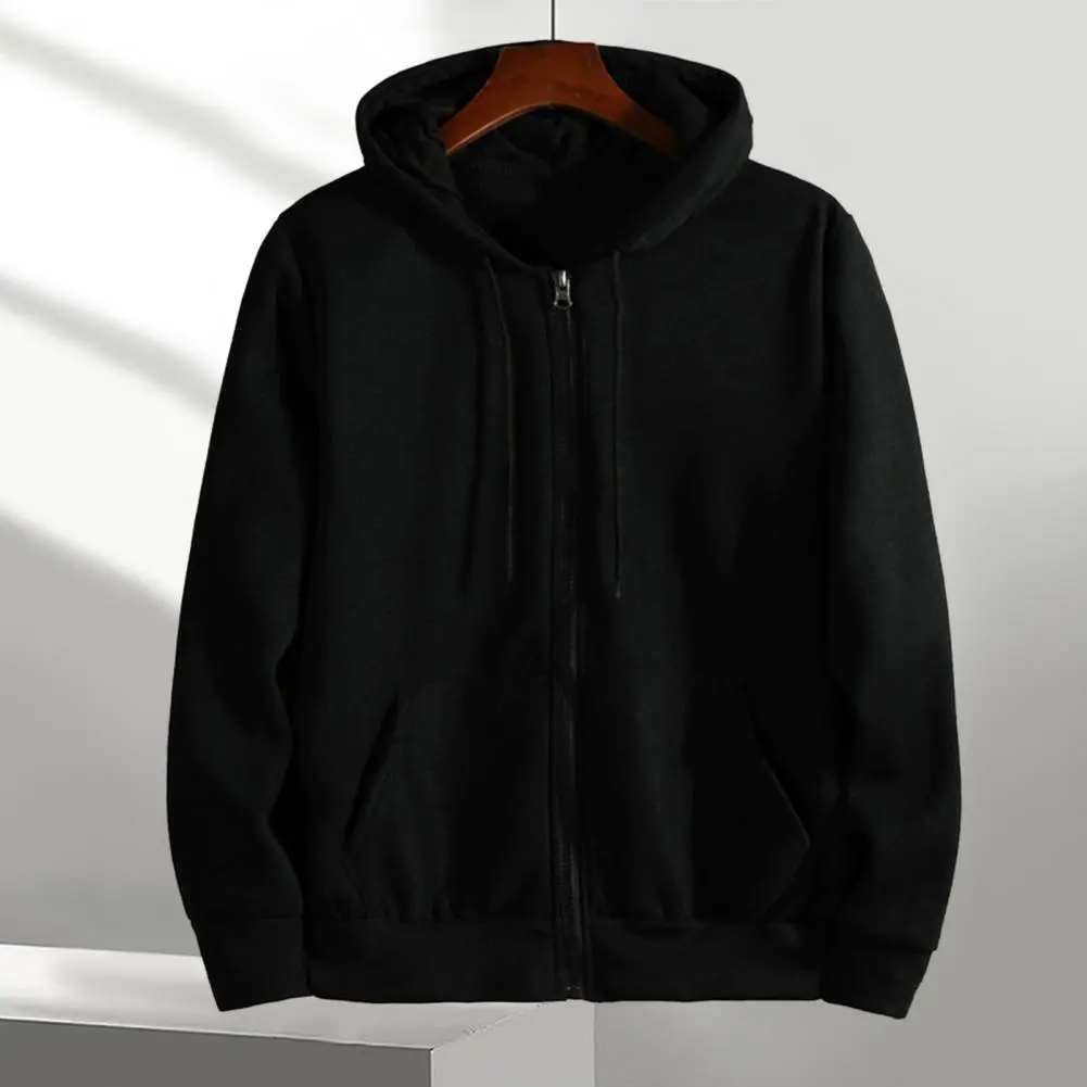 Plush Lining Men Sweatshirts Hoodies Thicken Solid Color Hoodie Male Pullover Men Hoodie 2023 Cardigan Jacket Autumn Hoodie Coat