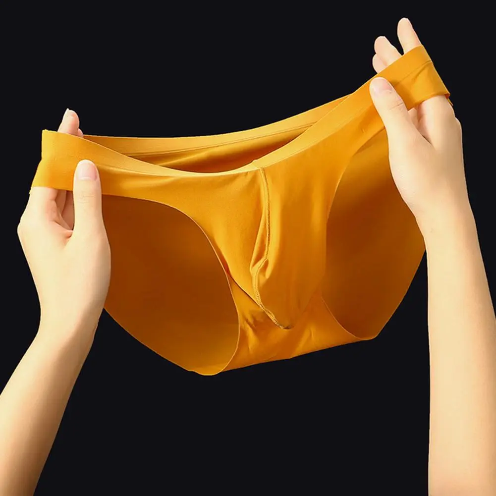2025 U Convex Solid Color Seamless Men Briefs Spring And Summer Ice Silk Seamless Underwear Men's Triangle Pants Quick Drying