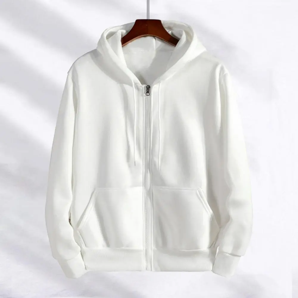 Plush Lining Men Sweatshirts Hoodies Thicken Solid Color Hoodie Male Pullover Men Hoodie 2023 Cardigan Jacket Autumn Hoodie Coat