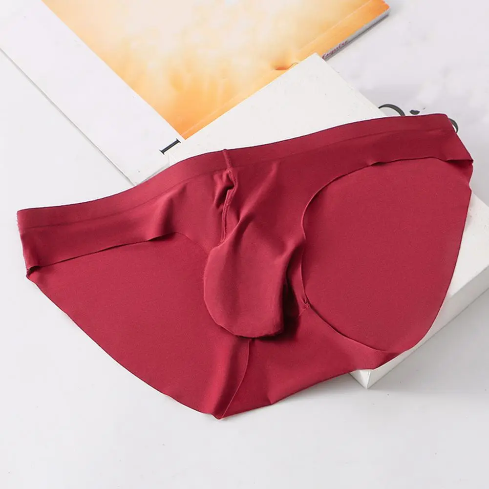2025 U Convex Solid Color Seamless Men Briefs Spring And Summer Ice Silk Seamless Underwear Men's Triangle Pants Quick Drying