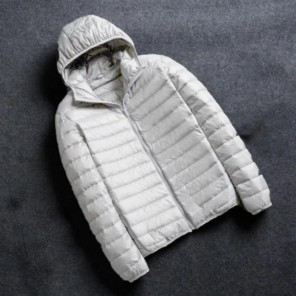 Hooded Plus Size Down Cotton Jacket For Men Ultra Lightweight Hood Olid Color Thin Cotton Padded Winter Coat Warm Men Overcoat