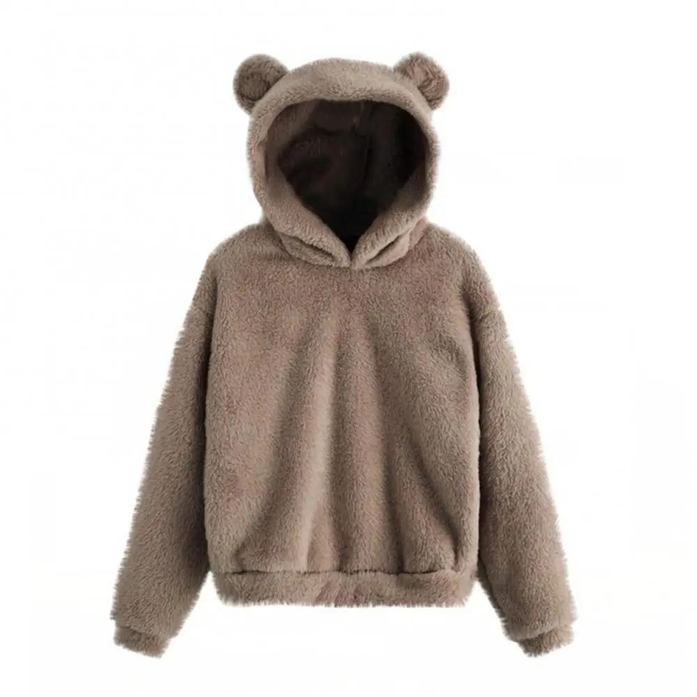 2025 Autumn Winter Women Hoodies Women Long Sleeve Rabbit Ear Hood Sweatshirt Cute Plush Warm Casual Hoodie Women Bunny Hoodie