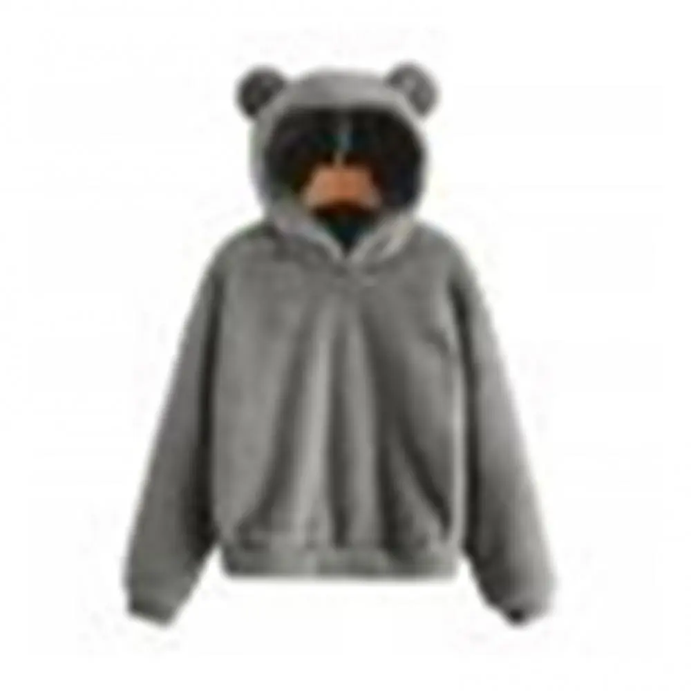 2025 Autumn Winter Women Hoodies Women Long Sleeve Rabbit Ear Hood Sweatshirt Cute Plush Warm Casual Hoodie Women Bunny Hoodie