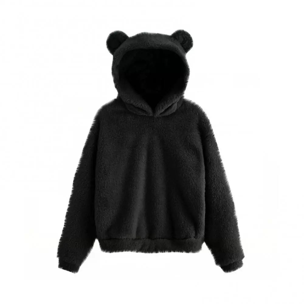 2025 Autumn Winter Women Hoodies Women Long Sleeve Rabbit Ear Hood Sweatshirt Cute Plush Warm Casual Hoodie Women Bunny Hoodie
