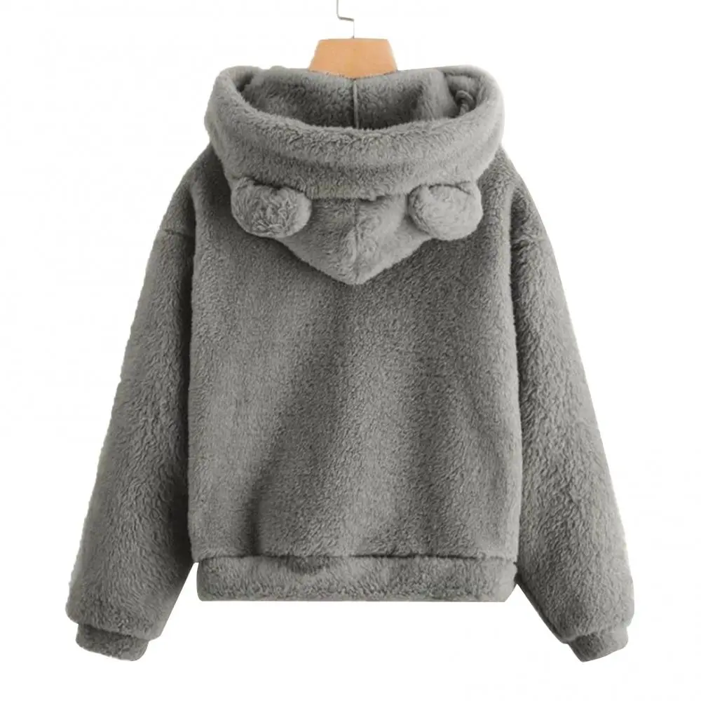 2025 Autumn Winter Women Hoodies Women Long Sleeve Rabbit Ear Hood Sweatshirt Cute Plush Warm Casual Hoodie Women Bunny Hoodie