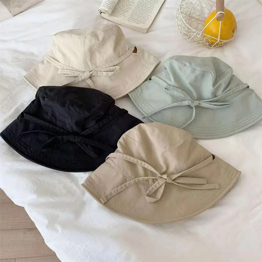 2024 Fisherman Hat Soft Fabric Fisherman Hat Stylish Women's Lace-up Fisherman Hat Wide Brim Windproof Strap Anti-uv Sunshade