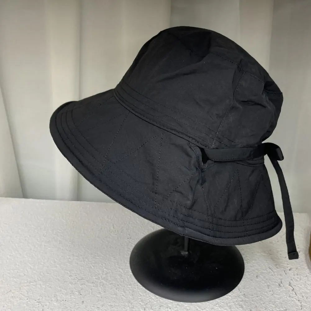 2024 Fisherman Hat Soft Fabric Fisherman Hat Stylish Women's Lace-up Fisherman Hat Wide Brim Windproof Strap Anti-uv Sunshade