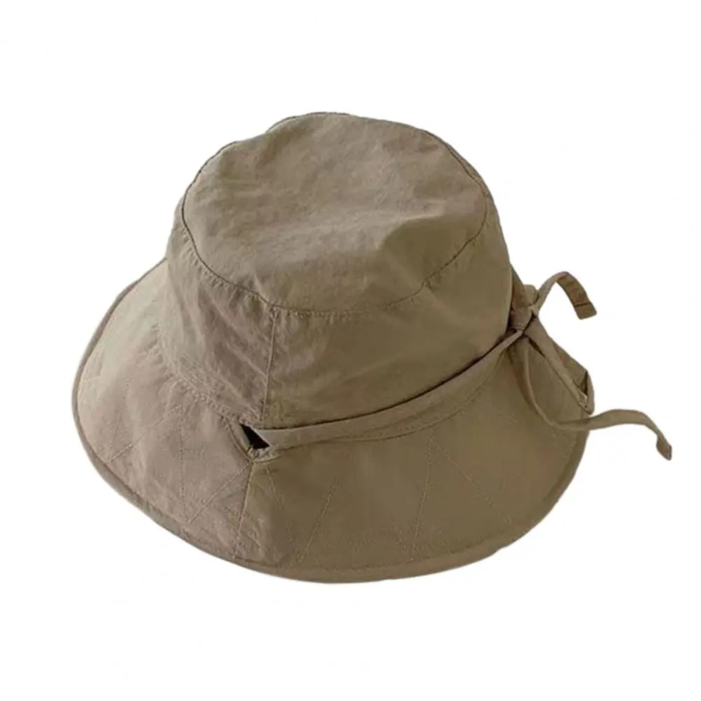 2024 Fisherman Hat Soft Fabric Fisherman Hat Stylish Women's Lace-up Fisherman Hat Wide Brim Windproof Strap Anti-uv Sunshade