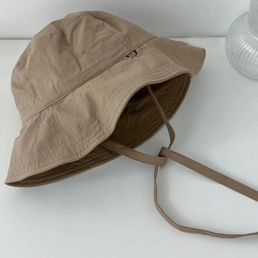 2024 Fisherman Hat Soft Fabric Fisherman Hat Stylish Women's Lace-up Fisherman Hat Wide Brim Windproof Strap Anti-uv Sunshade