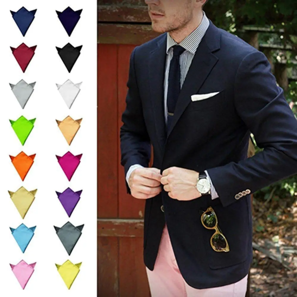 Silk Pocket Square Handkerchiefs Solid Color Vintage Hankies Men's Pocket Square Handkerchiefs Formal Suit Decor Pocket Square