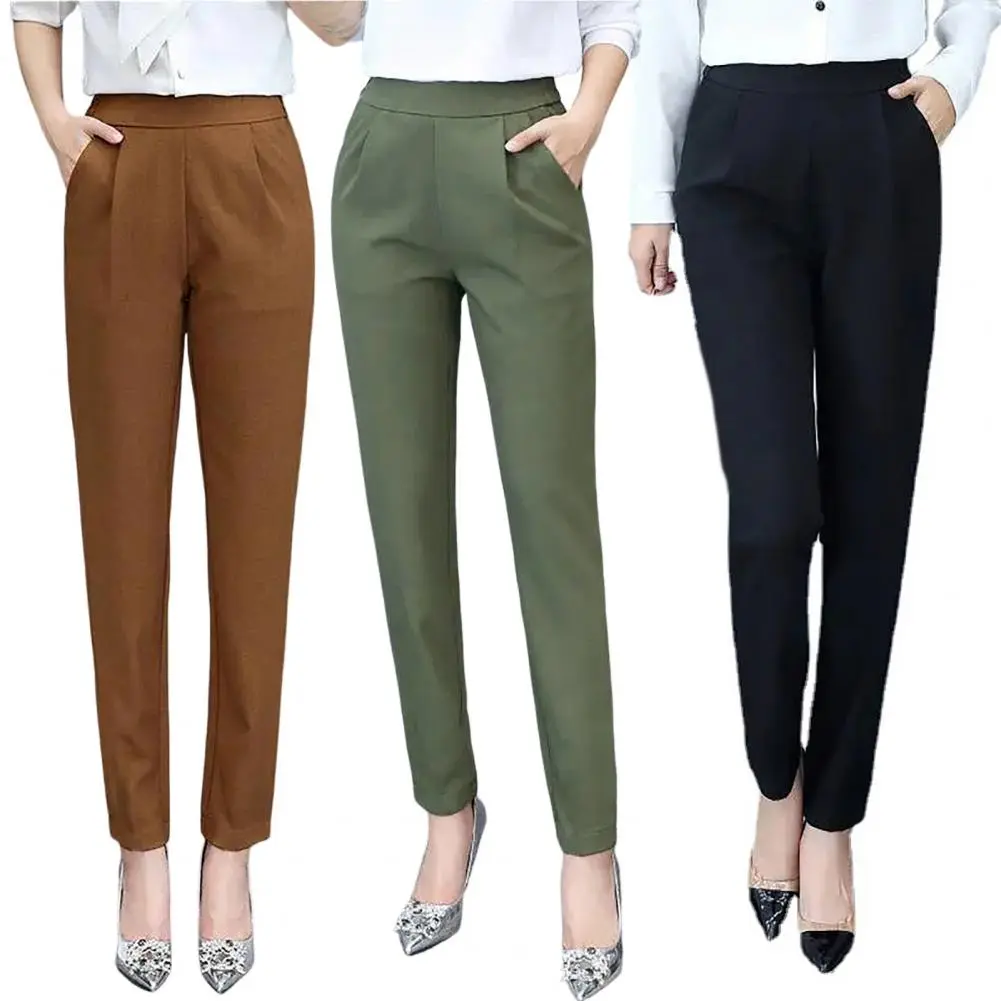 Woman Pants High Waist All Match Elegant Commute Thin Solid Color Suit Pants Solid Color Woman Office Pants Business Trousers