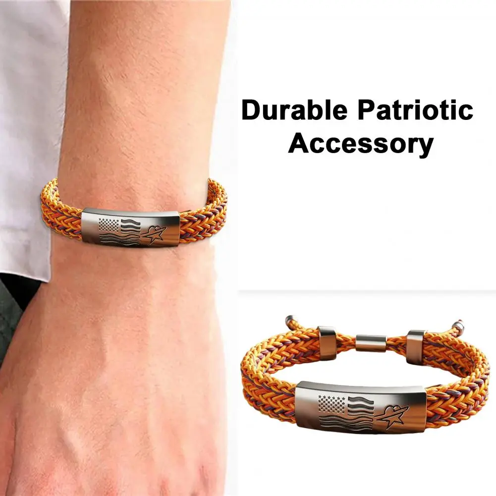 Adjustable Patriotic Bracelet Patriotic Bracelet Adjustable Knot Design Patriotic American Flag Bracelet with for Wristband