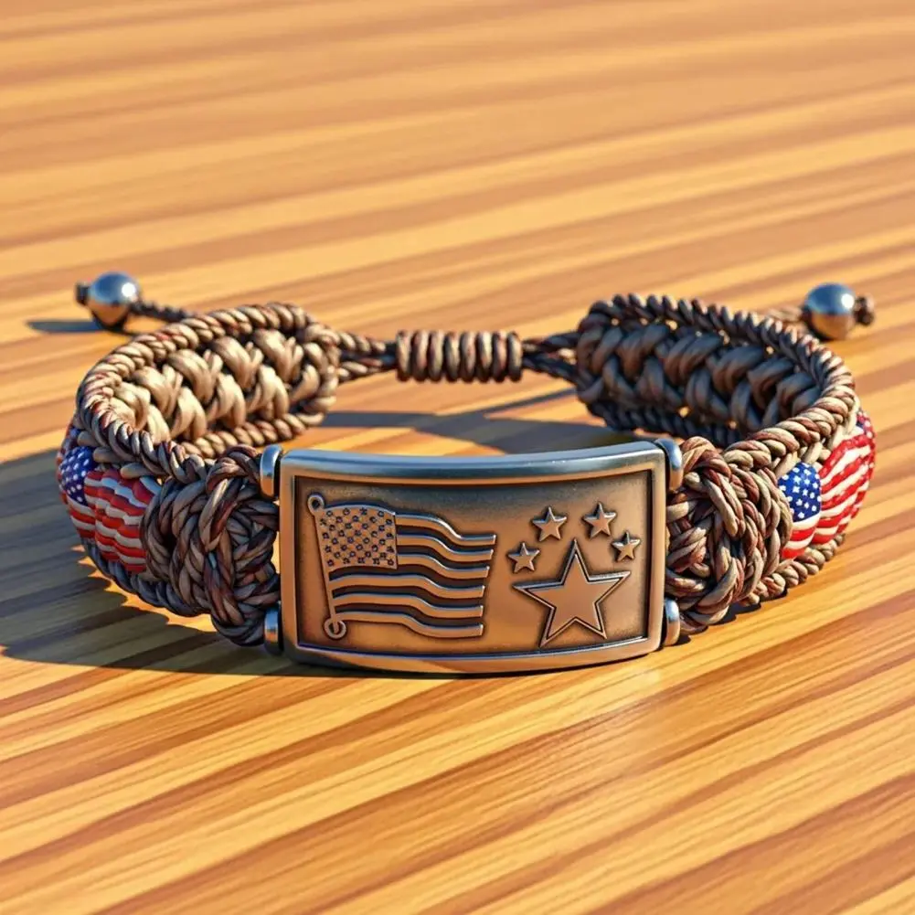 Adjustable Patriotic Bracelet Patriotic Bracelet Adjustable Knot Design Patriotic American Flag Bracelet with for Wristband