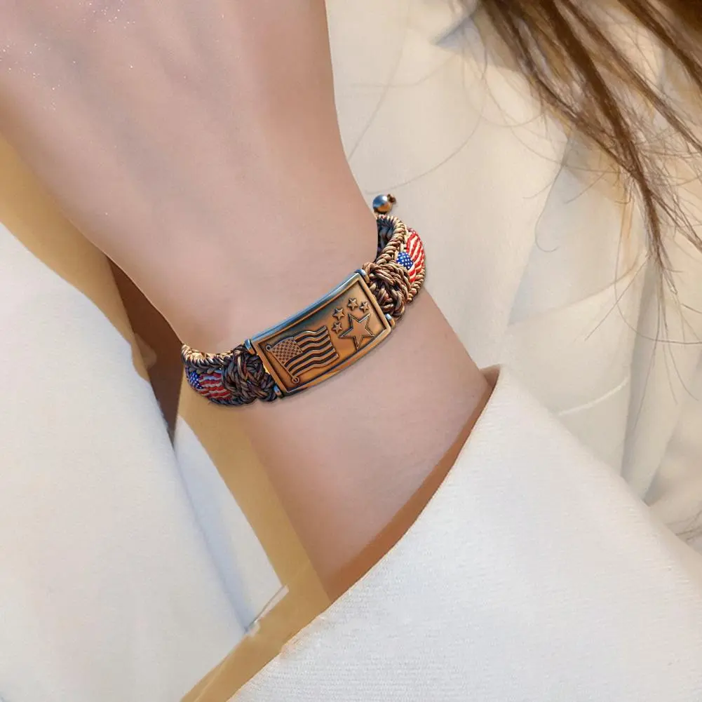 Adjustable Patriotic Bracelet Patriotic Bracelet Adjustable Knot Design Patriotic American Flag Bracelet with for Wristband
