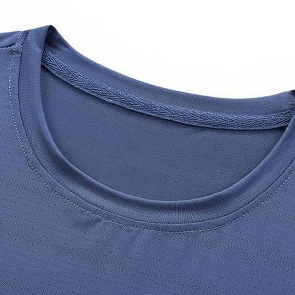 2025 Summer Men T-shirt Ice Silk Round Neck Loose Pure Color Short Sleeve Sports Top Casual Sport Fitness Round Neck Tee