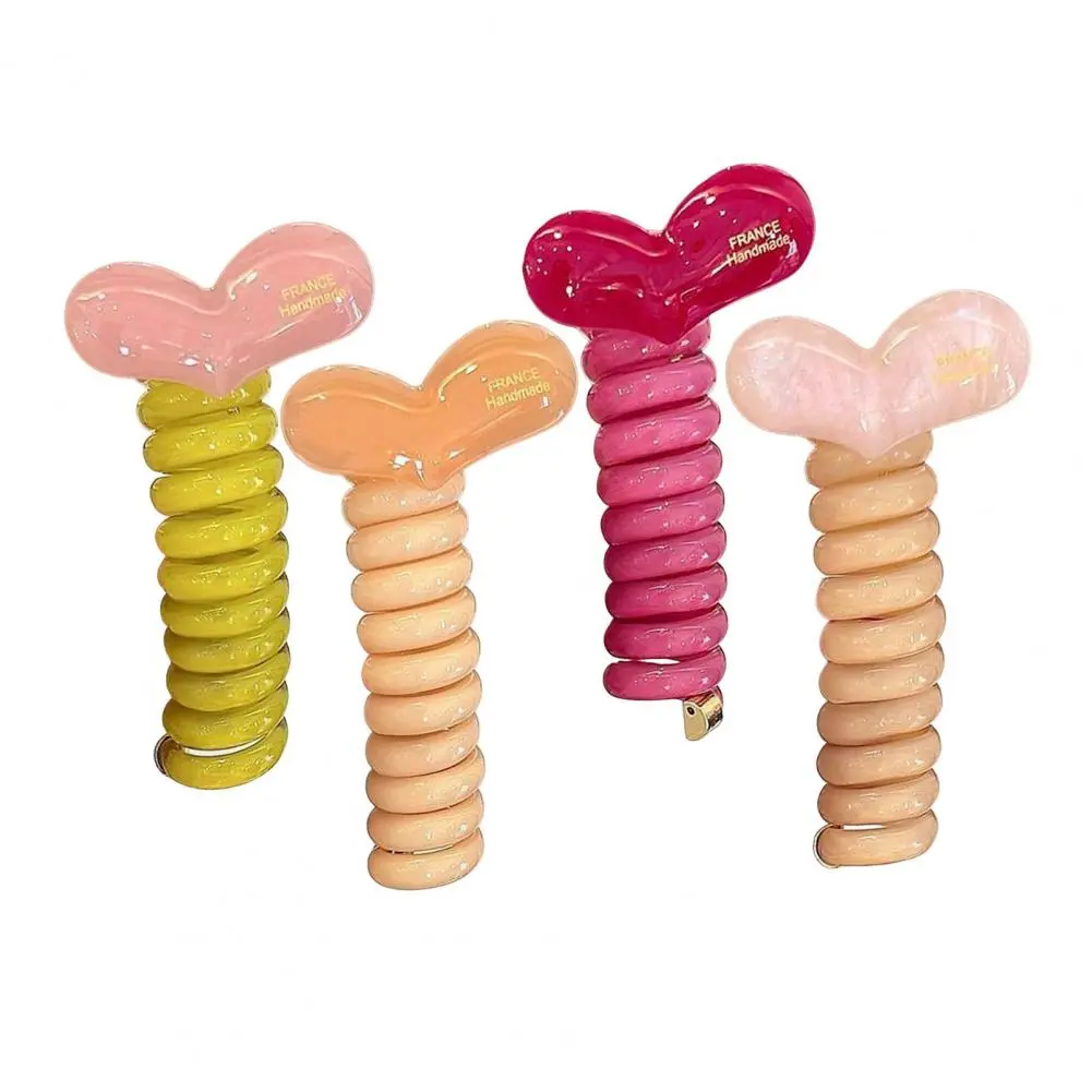 Hair Rope Non-slip Hair Ties Set of 4 Women's Spiral Hairbands Non-damaging Ponytail Holders Reusable Hair for Non-slip