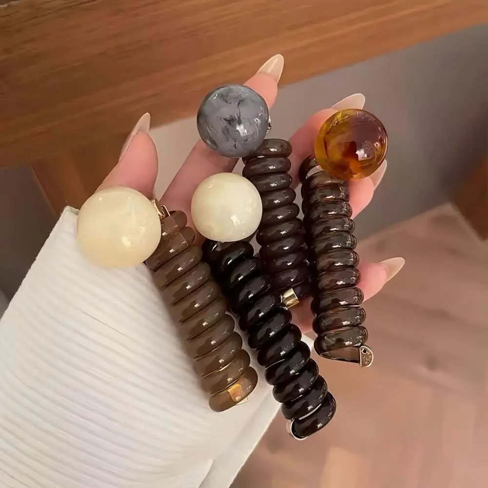 Hair Rope Non-slip Hair Ties Set of 4 Women's Spiral Hairbands Non-damaging Ponytail Holders Reusable Hair for Non-slip