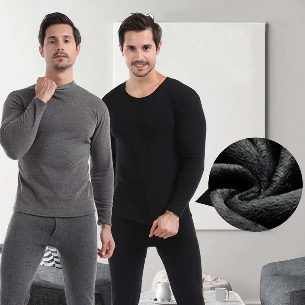 2025 Thickened Thermal Men Long Johns Plush Linning Temperature Locking Pajamas Set Men Pajamas Set Warm Slim Fit Home Pants Set