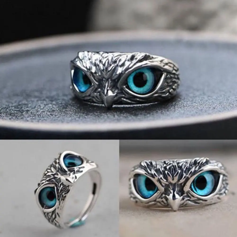 2025 Women Ring Adjustable Owl Ring with Big Eyes Ultralight Simple Style Finger Band Finger Rings Wedding Jewelry Gift