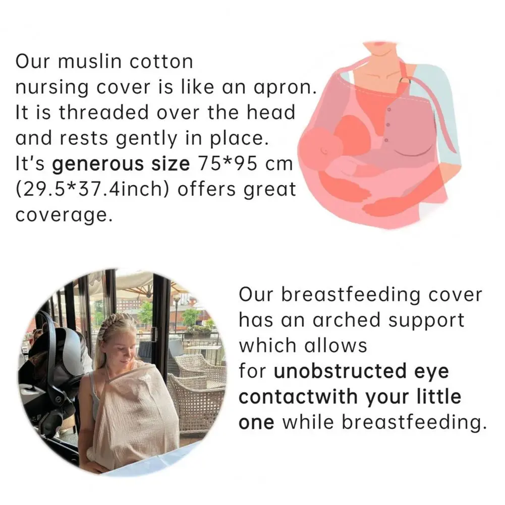 Breastfeeding Apron Breastfeeding Shawl Adjustable Strap Breastfeeding Cover Up with Pockets Nursing Cloak for Women Breathable