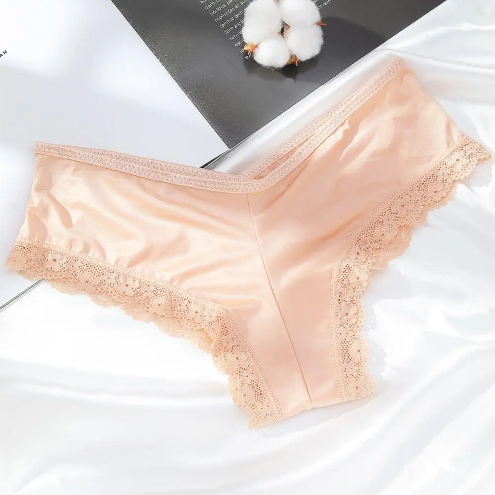 2025 Women Panties Low Waist Ice Silk Lace Hollow Out Women Lace Panties Stretchy Soft Anti-septic Moisture-wicking Lady Briefs