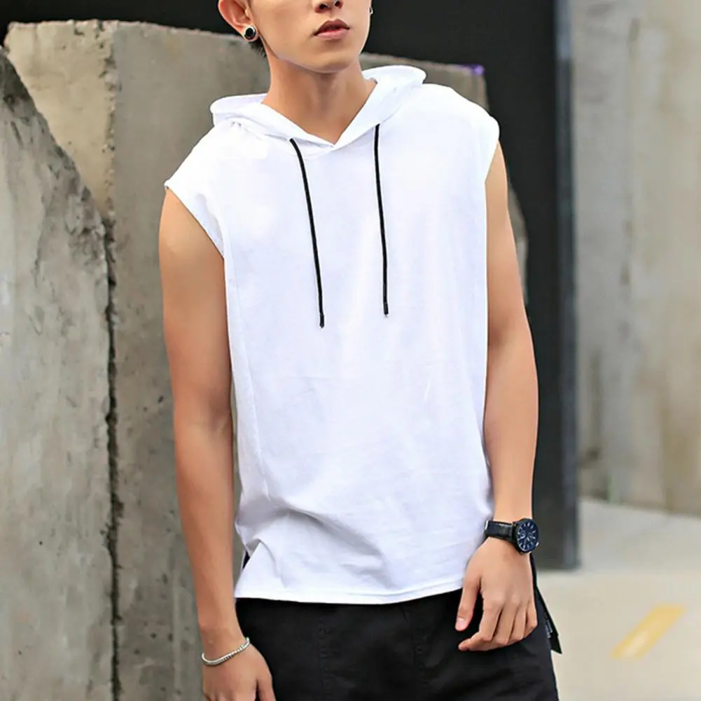 2025 Men's Summer Hooded Vest Sleeveless T-shirt Hoodie Summer Vest Comfortable Men Summer Men Sweatshirt Sports Tank Top