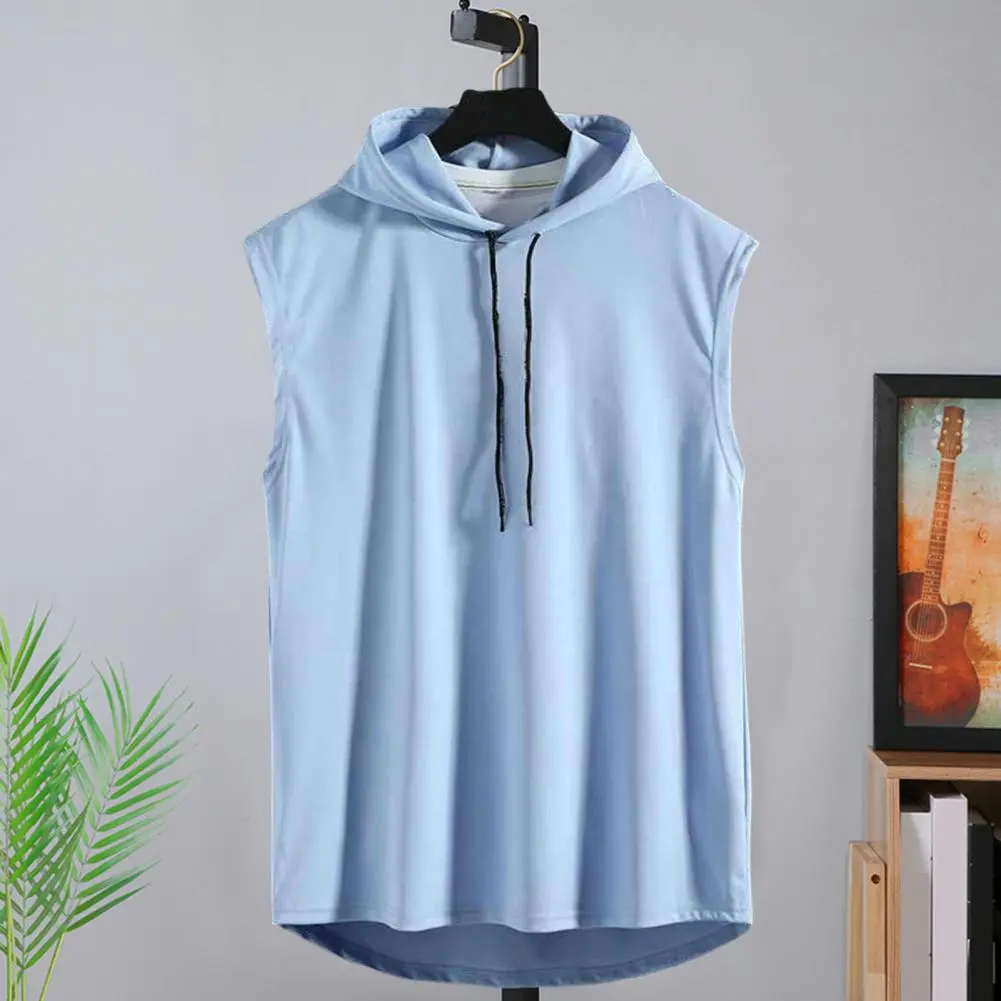 2025 Men's Summer Hooded Vest Sleeveless T-shirt Hoodie Summer Vest Comfortable Men Summer Men Sweatshirt Sports Tank Top