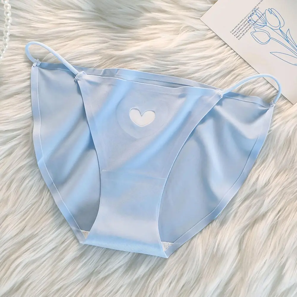 Ice Silk Women Panties Cotton Underwear Japanese Type Cute Lace Up Girls Underpants Female Spaghetti Strap Heart Sexy Briefs