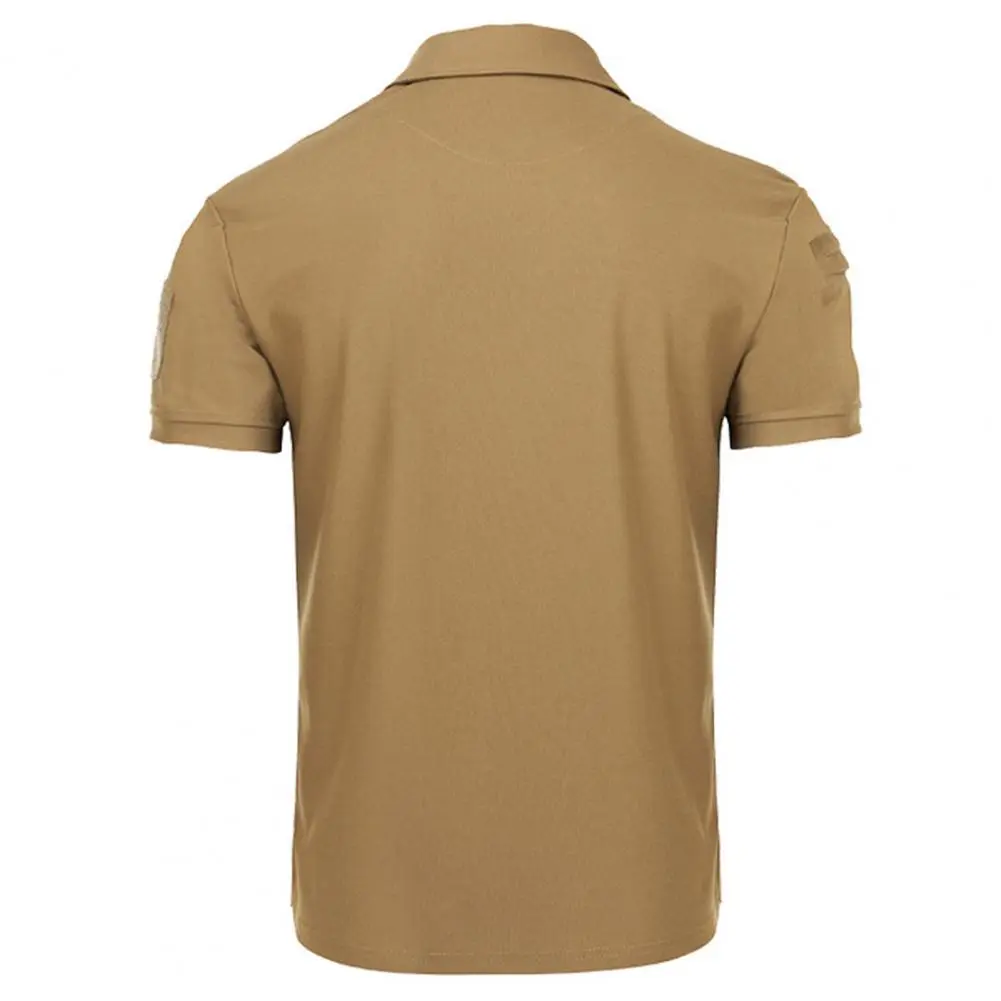 2025 Men Military T-shirt Lapel Short Sleeve Solid Color Buttons Quick Drying Top for Outdoor Sports Sweat Absorbent t-shirt