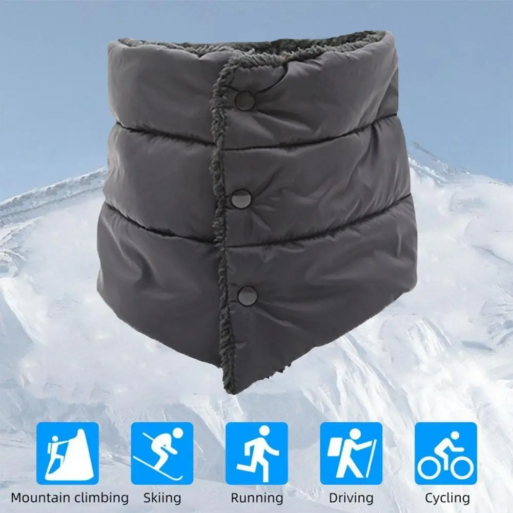 Women Down Scarf High Collar Thickened Velvet Lining Scarf Waterproof Warm Flannel Scarf Buttons Outdoor Cycling Riding Scarves
