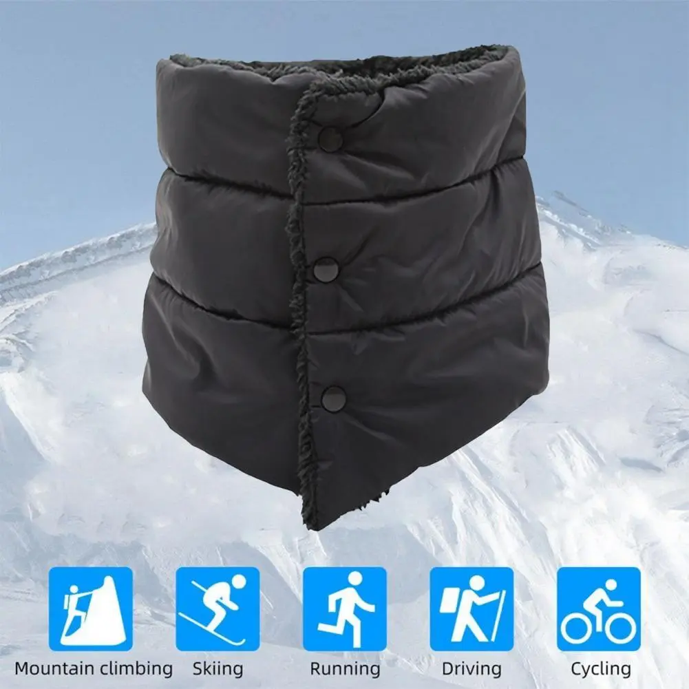 Women Down Scarf High Collar Thickened Velvet Lining Scarf Waterproof Warm Flannel Scarf Buttons Outdoor Cycling Riding Scarves