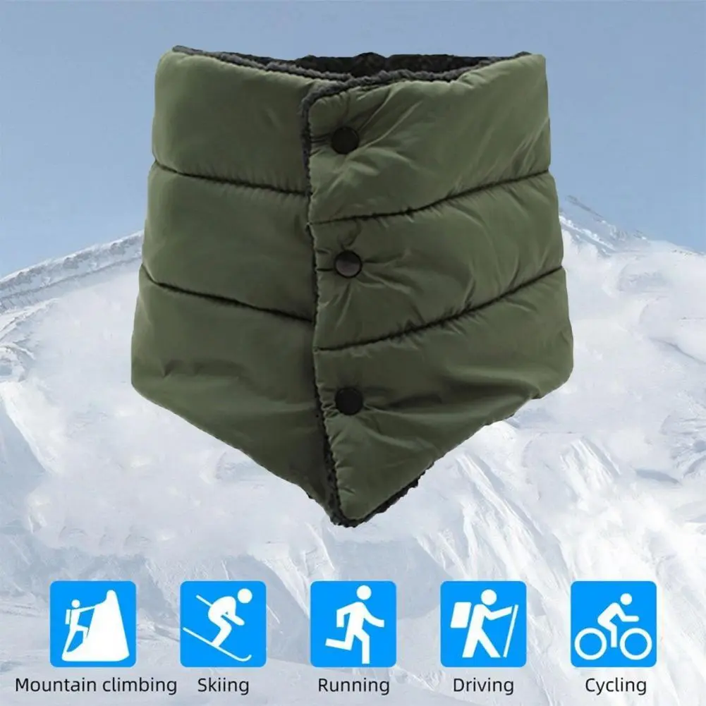 Women Down Scarf High Collar Thickened Velvet Lining Scarf Waterproof Warm Flannel Scarf Buttons Outdoor Cycling Riding Scarves