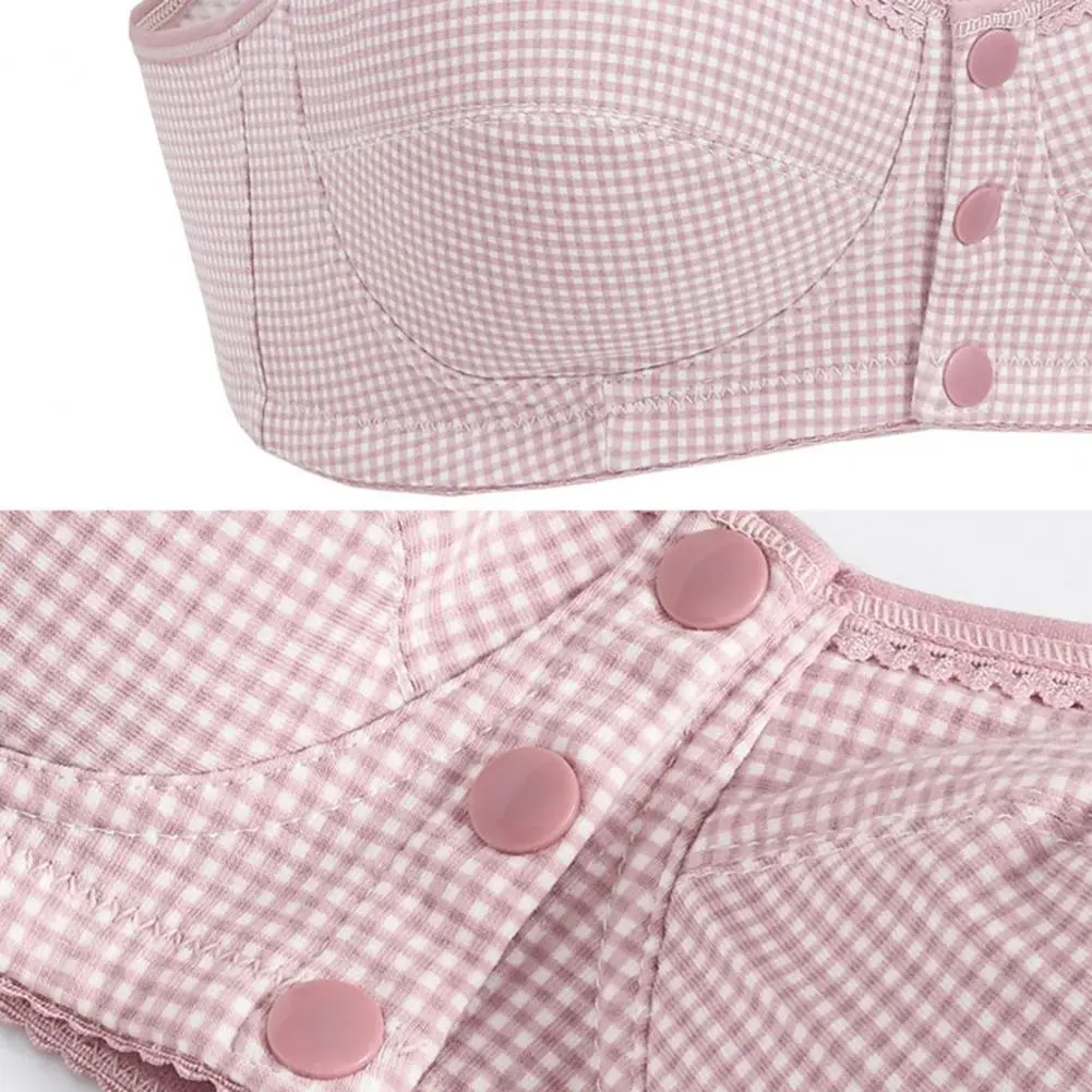 2025 Women Bra Front Button Closure Wire-free Bra Elastic Thin No Wire Soft Wide Shoulder Strap Mid-aged Women Mother Bra