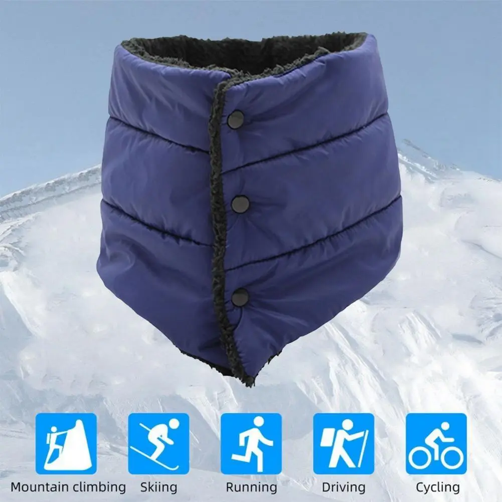 Women Down Scarf High Collar Thickened Velvet Lining Scarf Waterproof Warm Flannel Scarf Buttons Outdoor Cycling Riding Scarves