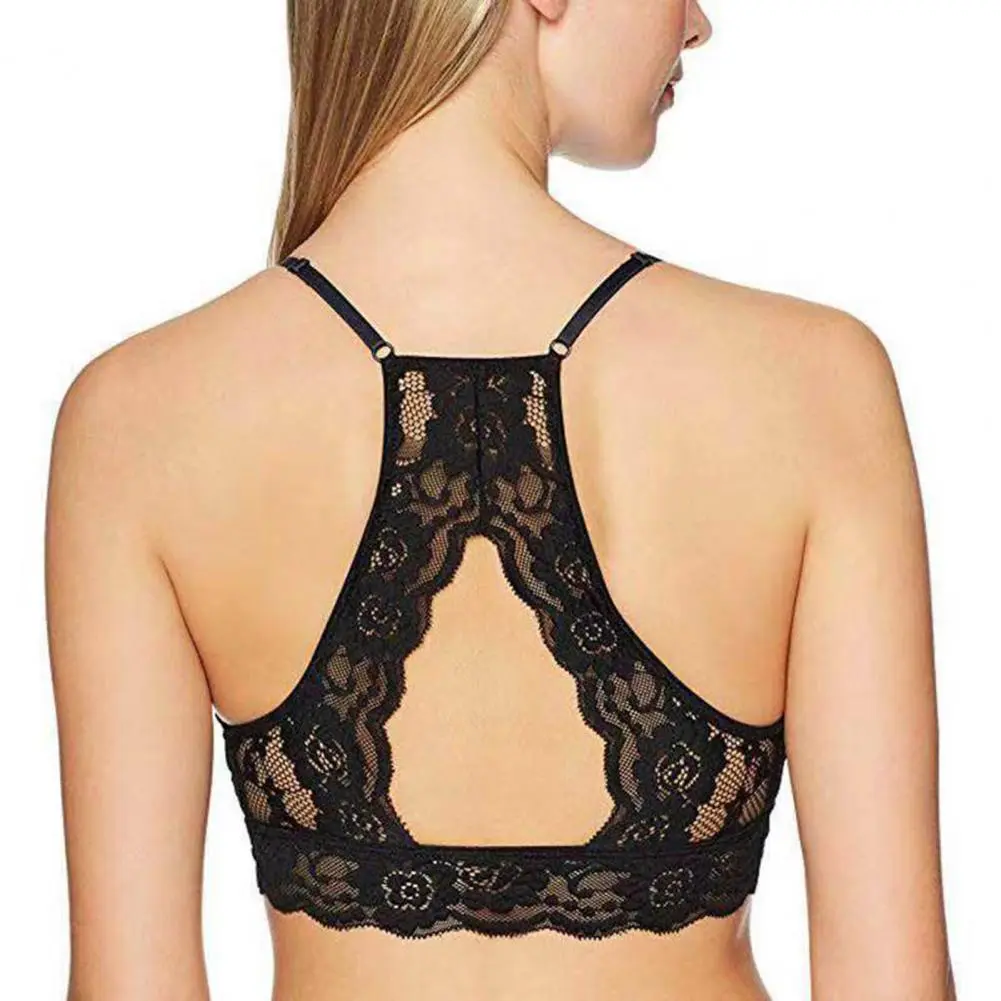 2025 Lace Halter Strap Tube Top Summer Embroidery Flower Lace Tube Top Halter Backless Bandeau Bra Perspective Sexy Underwear