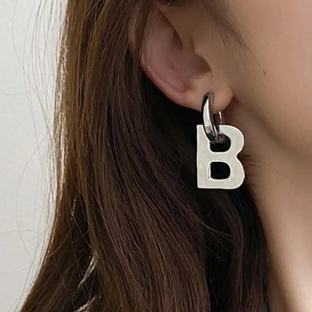 Dangle Earrings Lady Pendant Earrings Skin-friendly Exquisite  Exaggerated Exquisite Metal B Letter Drop Earrings