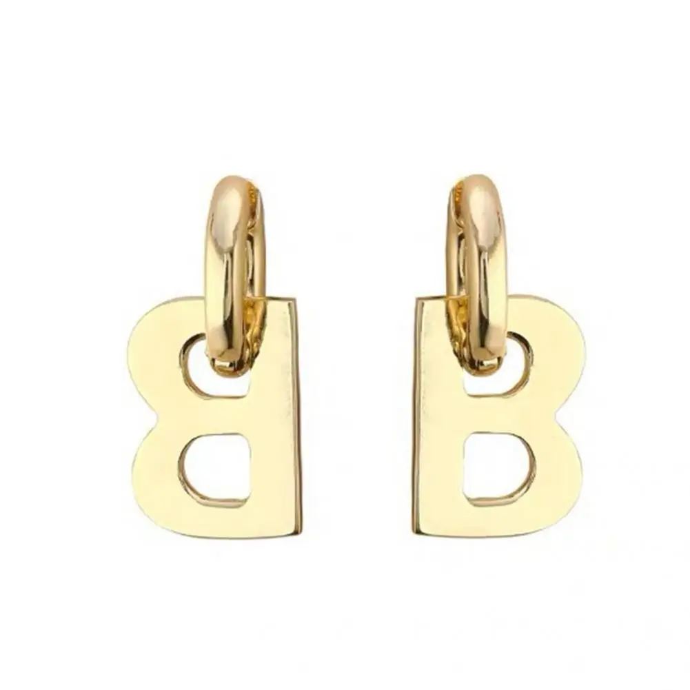 Dangle Earrings Lady Pendant Earrings Skin-friendly Exquisite  Exaggerated Exquisite Metal B Letter Drop Earrings