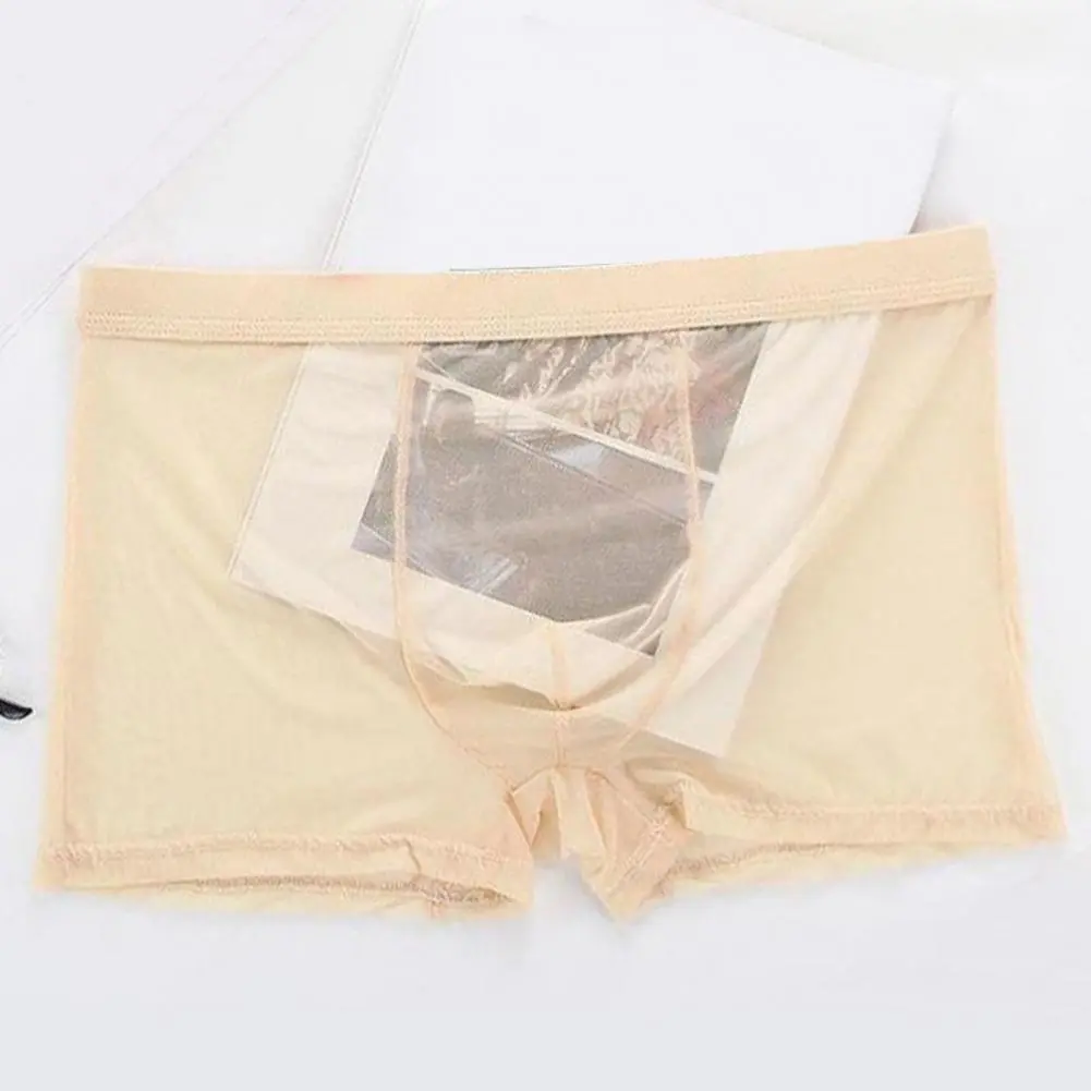 Men Boxers Breathable Low Waist Ice Silk Cooling Men Underpants Sexy See-through Summer Sports Men Boxers Shorts Club Boxers