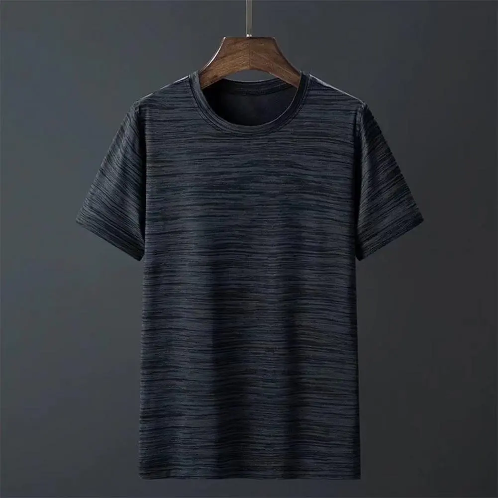 Men Stretchy T-shirt Breathable Men Top Breathable Quick-drying Men's Summer T-shirt Jogging Fitness Soft O Neck Plus Size  Tee
